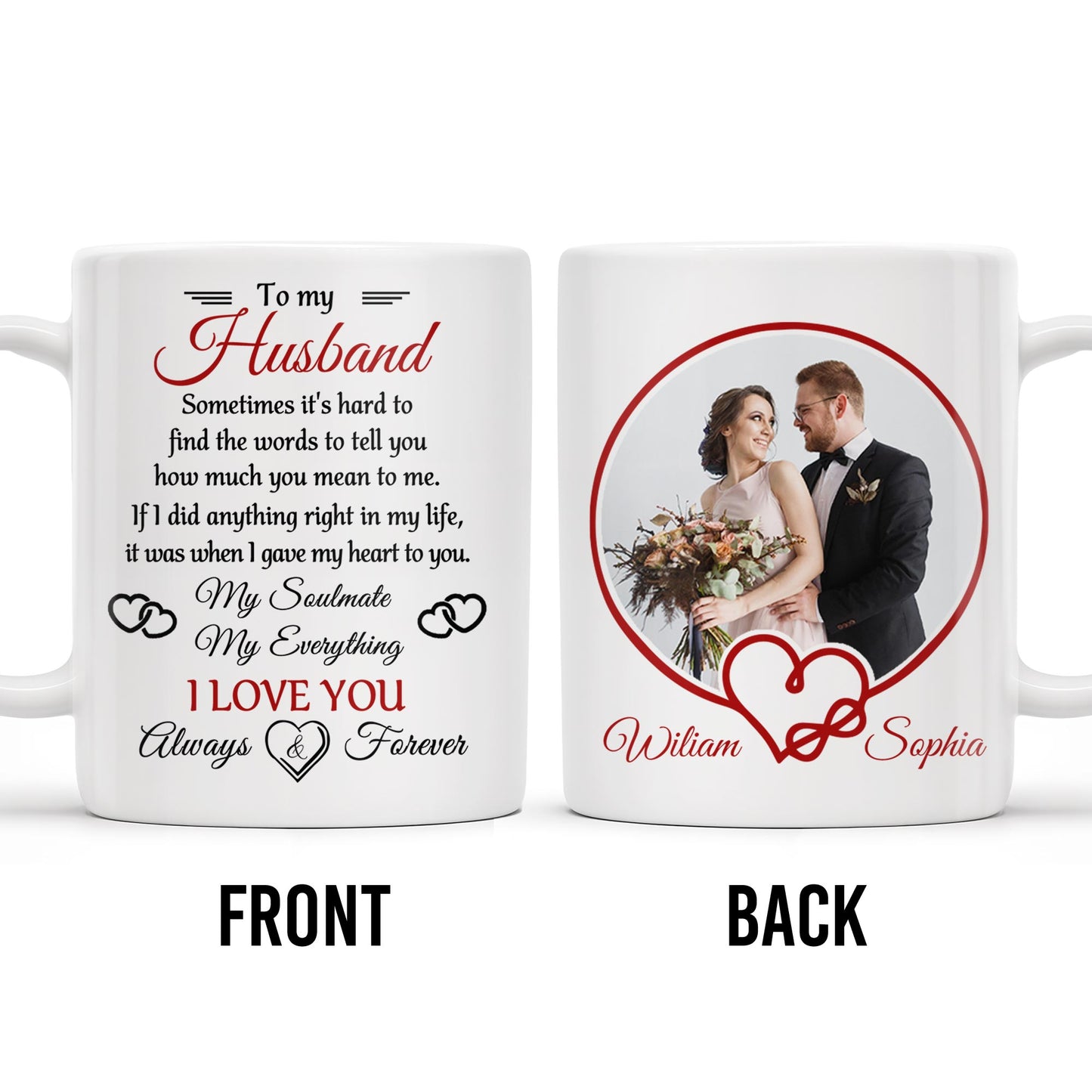 To My Husband, Sometimes It's Hard To Find The Words To Tell You, Wedding Couple and Hearts