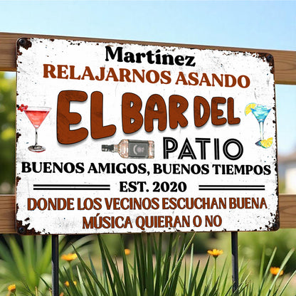 Relajarnos Asando El Bar Del Patio, Summer Gatherings - Panneau métallique personnalisé - HSB052_MSIGN
