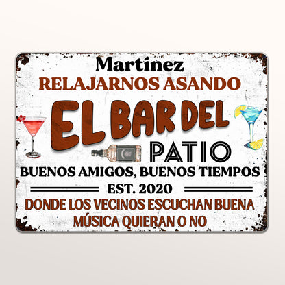 Relajarnos Asando El Bar Del Patio, Summer Gatherings - Panneau métallique personnalisé - HSB052_MSIGN