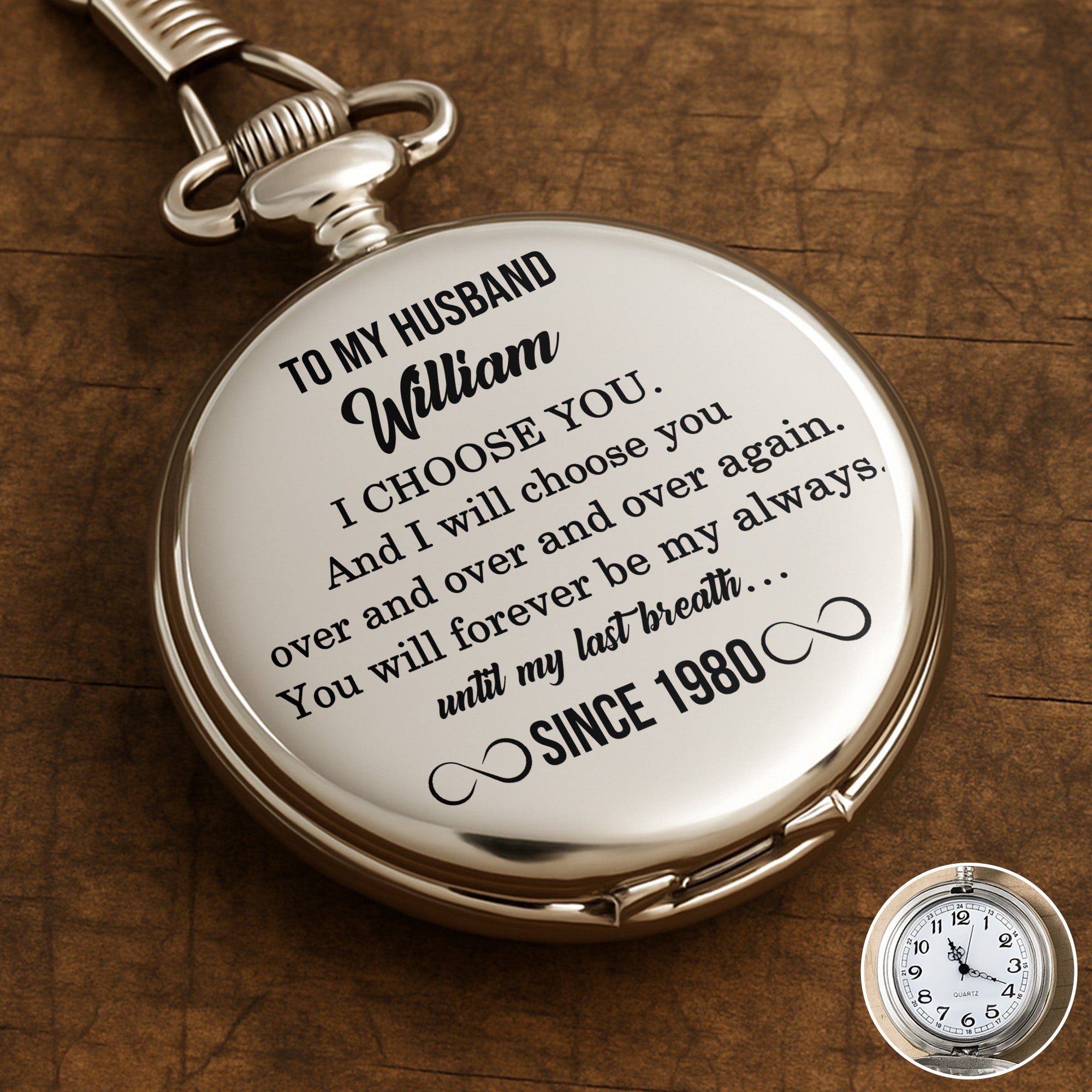 To My Husband, I Choose You, Elegant Pocket Watch, Gift For Husband ...