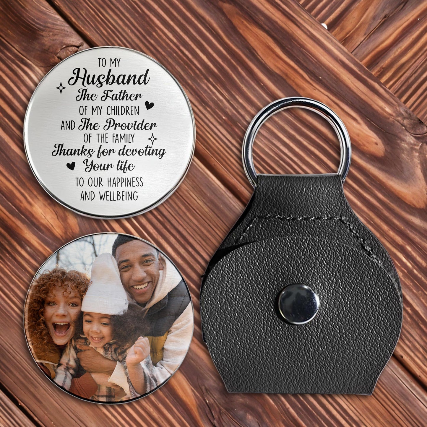 To My Husband, The Father of My Children, Family Photos - Personalized Custom Pocket Hug - HSB076_HTOK
