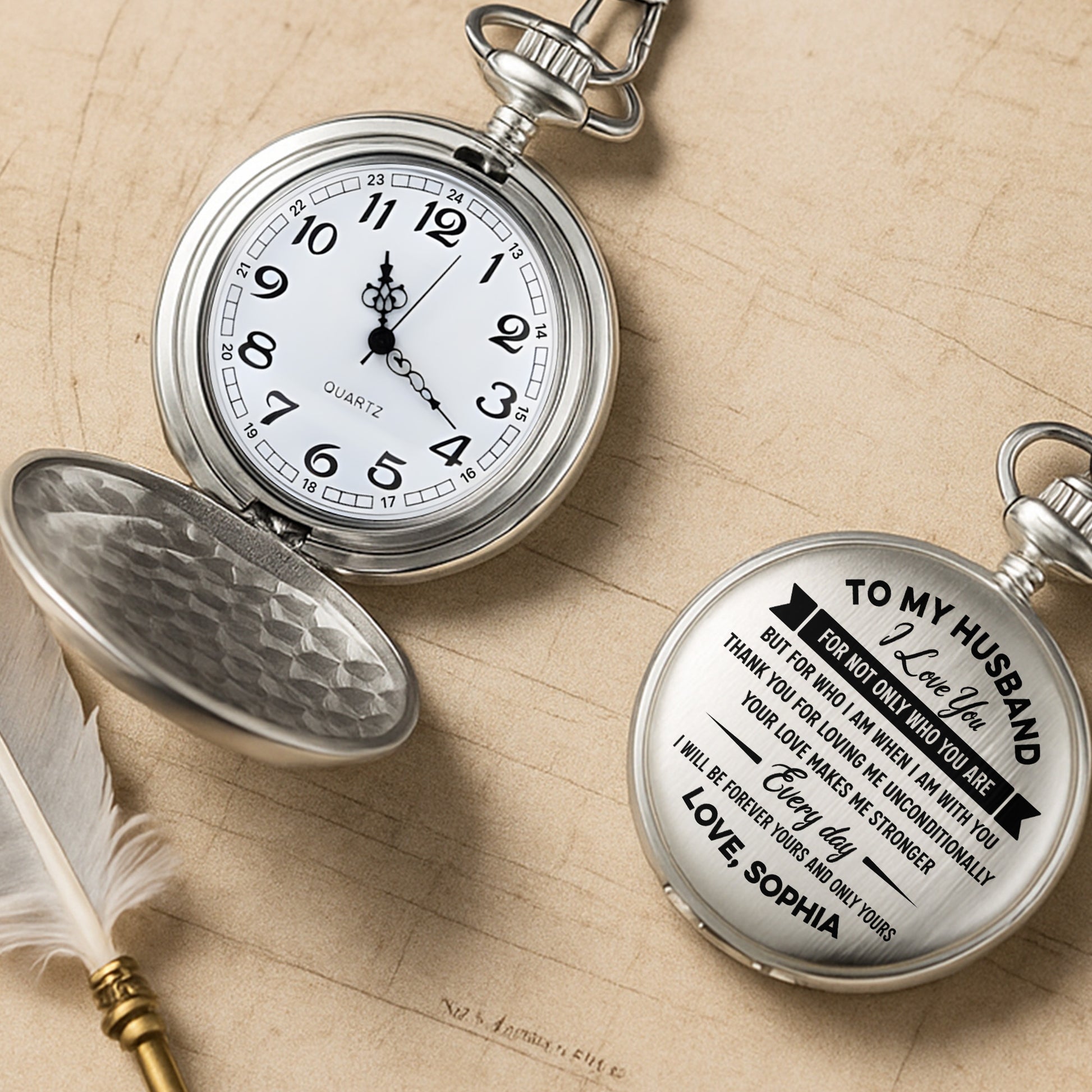 To My Husband I Love You Pocket Watch
