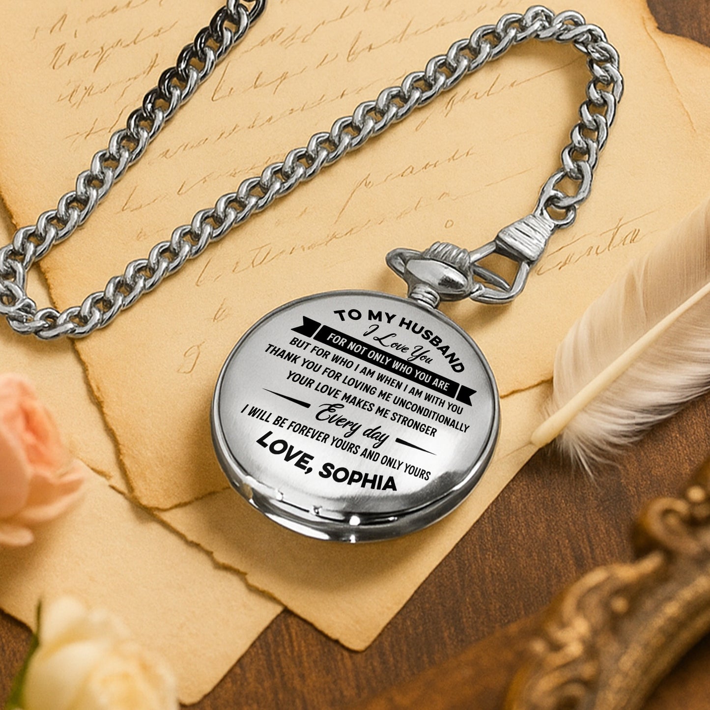 To My Husband I Love You Pocket Watch