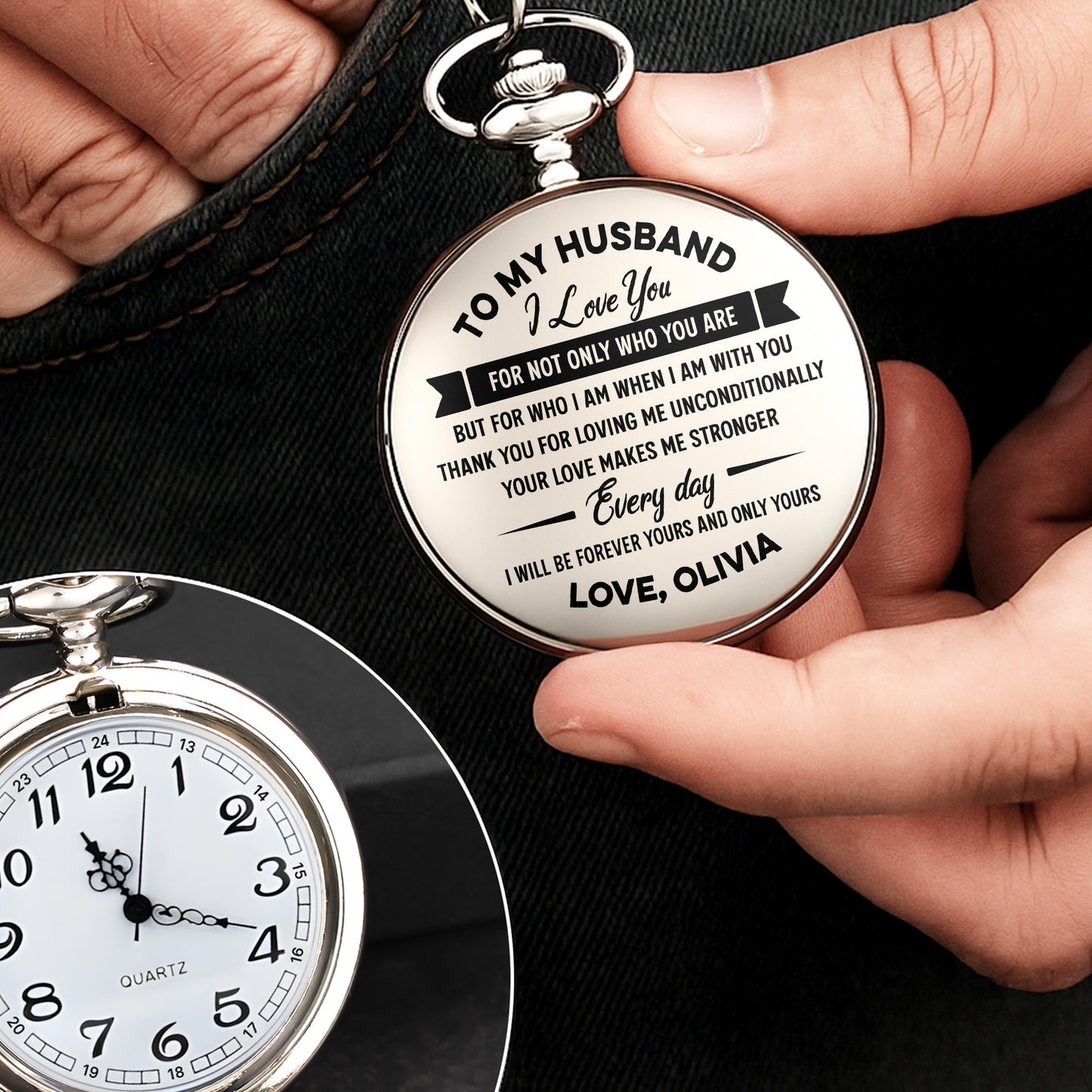 To My Husband I Love You Pocket Watch