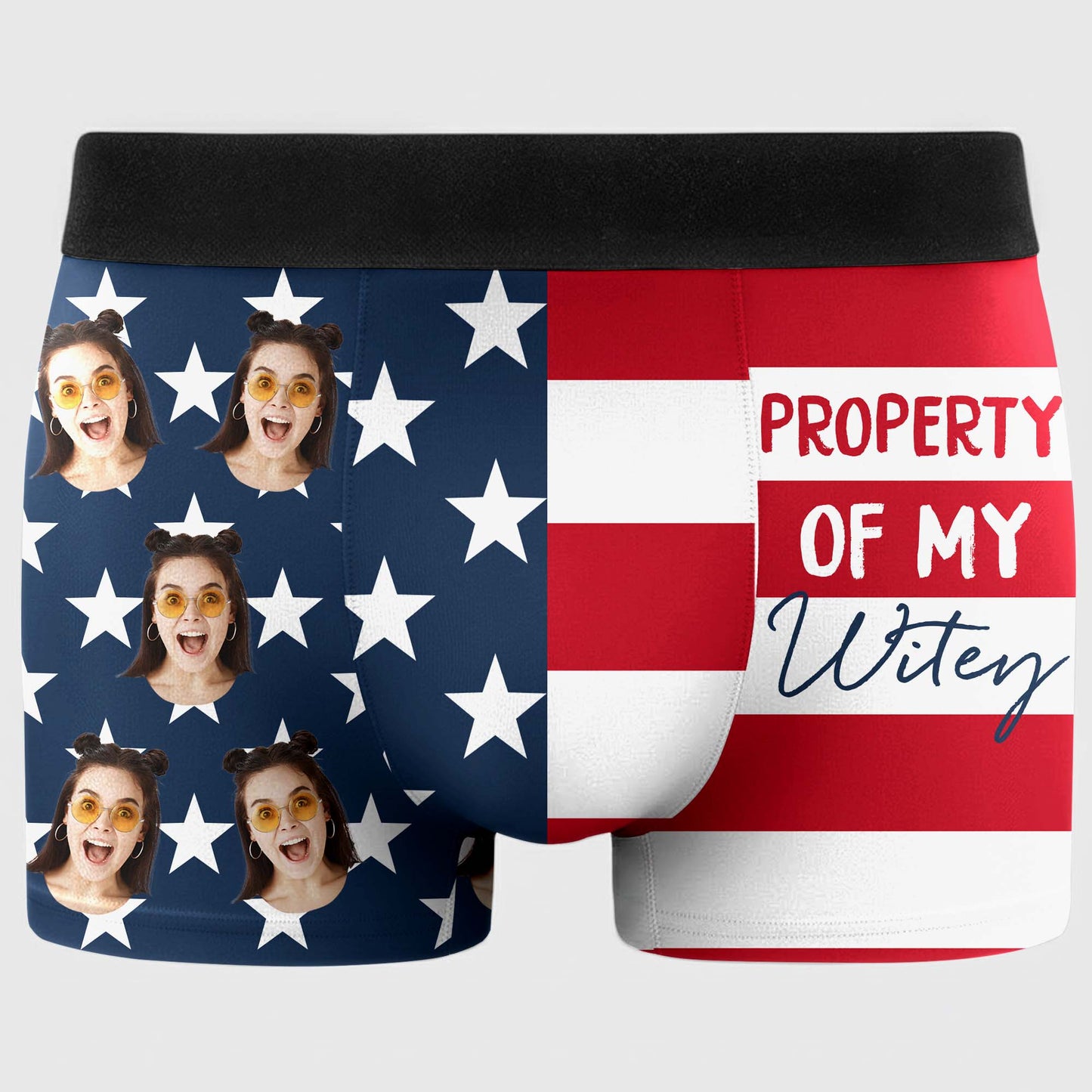 Property Of My Wifey American Flag With Custom Face