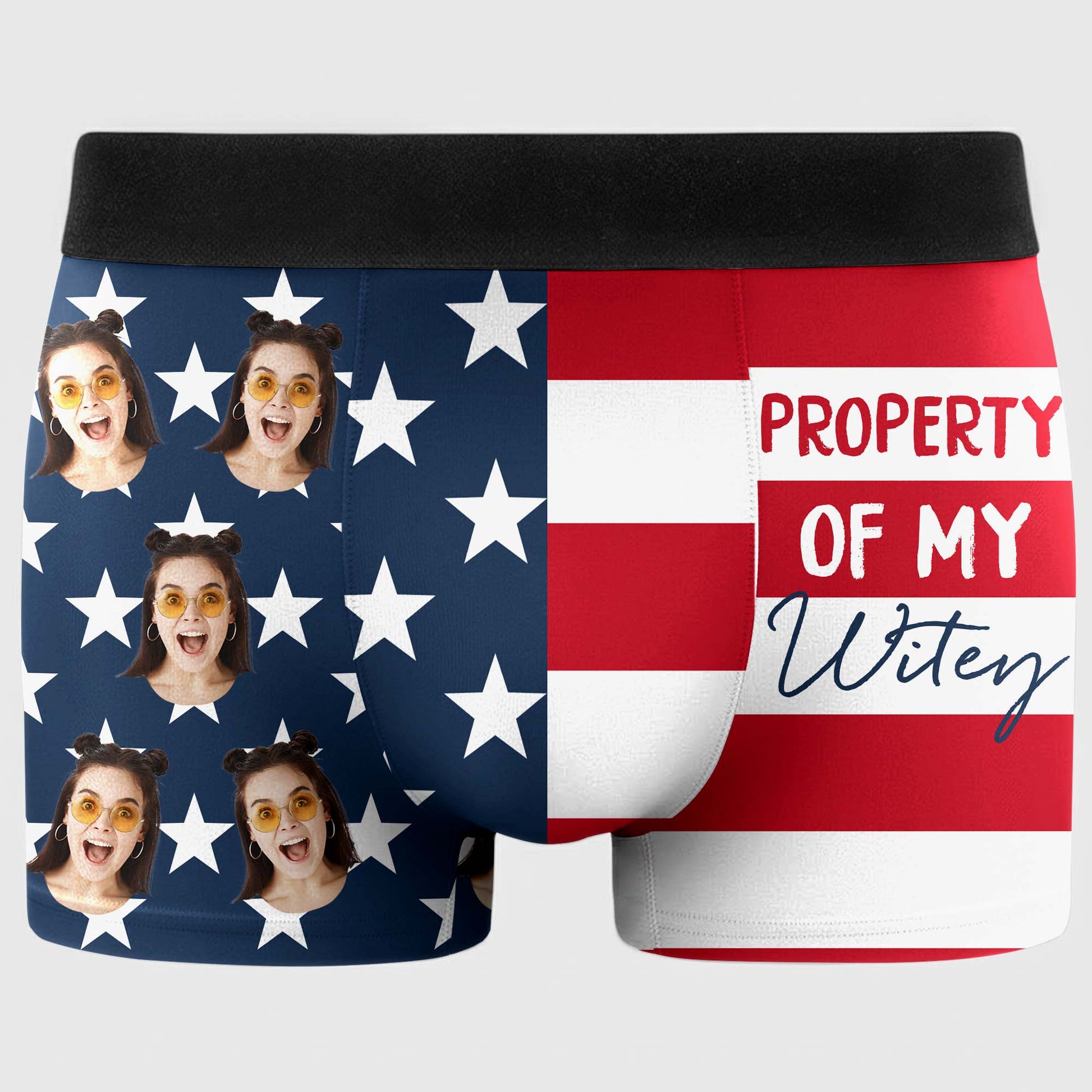 Property Of My Wifey American Flag With Custom Face