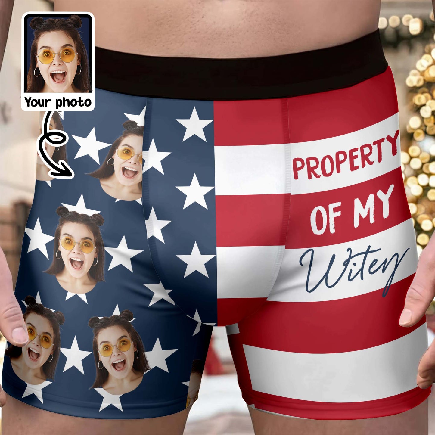 Property Of My Wifey American Flag With Custom Face