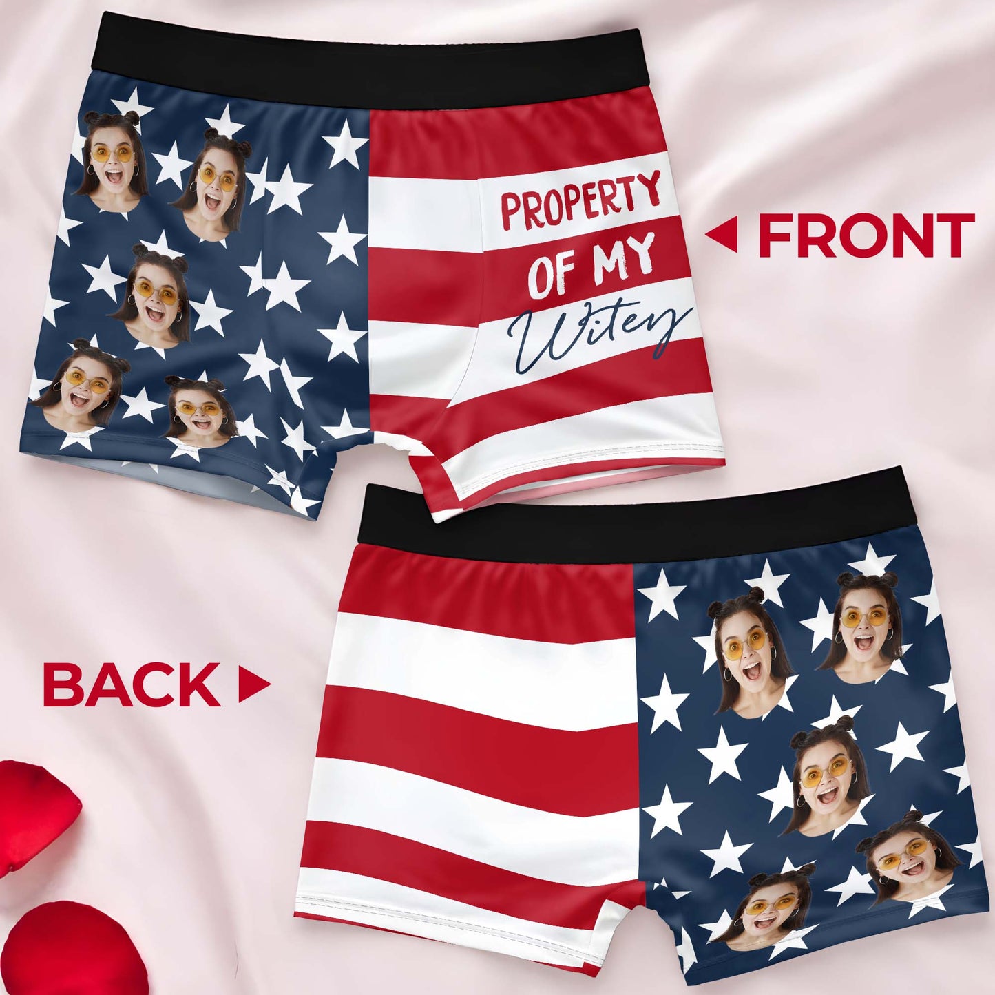 Property Of My Wifey American Flag With Custom Face