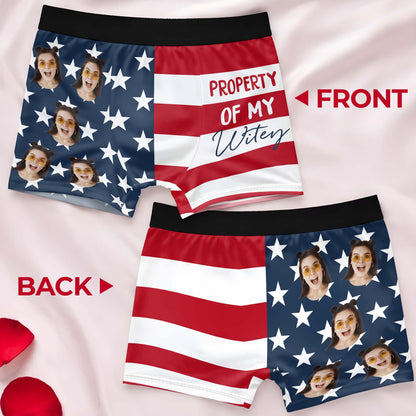 Property Of My Wifey American Flag With Custom Face