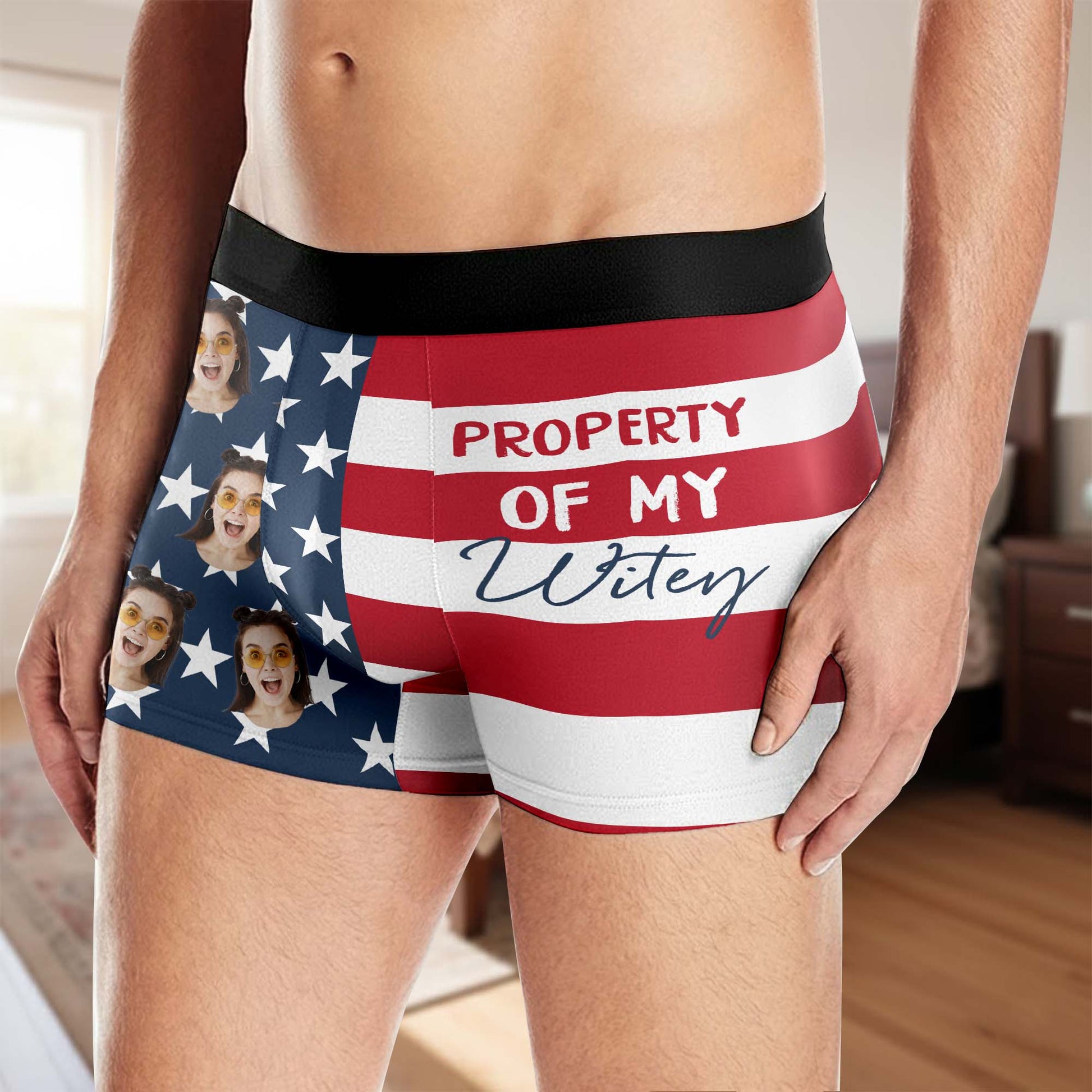 Property Of My Wifey American Flag With Custom Face