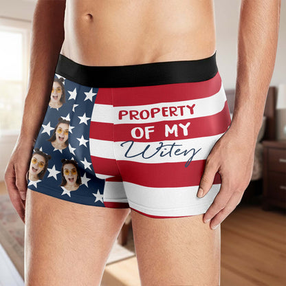 Property Of My Wifey American Flag With Custom Face