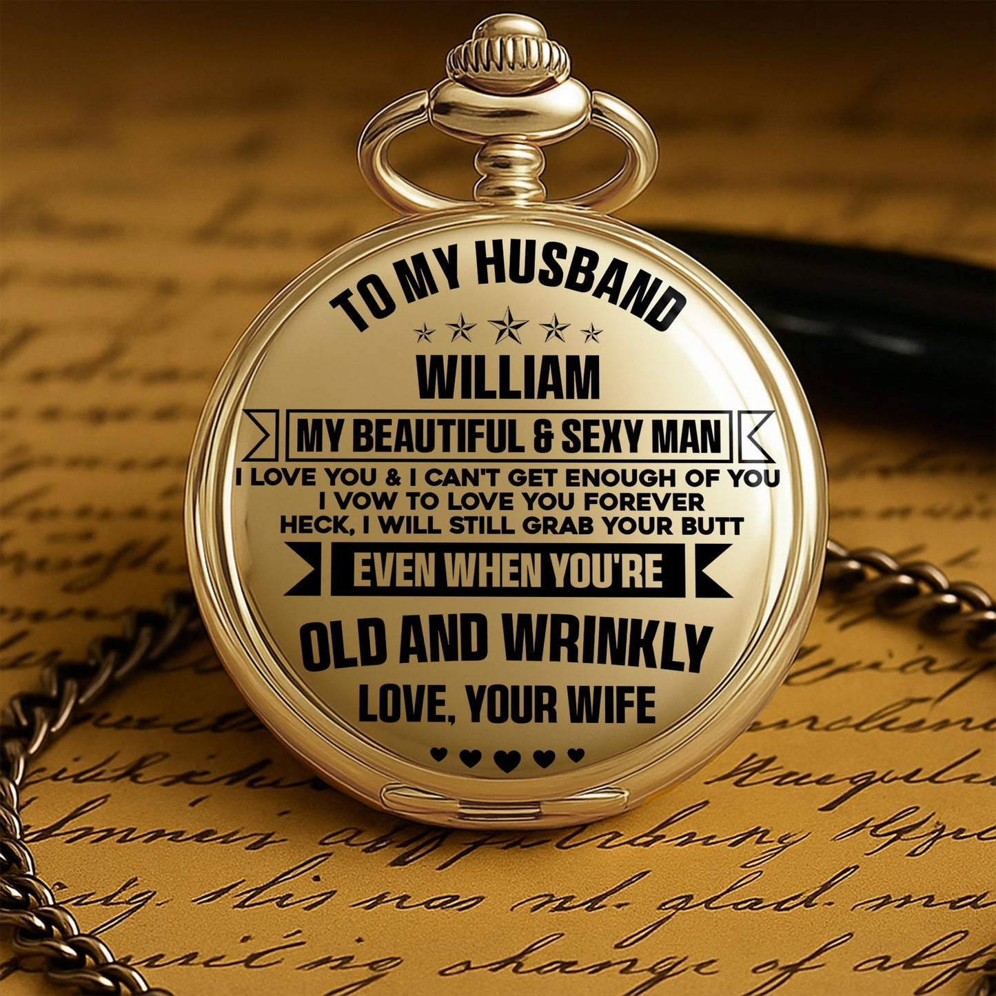 To My Husband, My Beautiful & Sexy Man Pocket Watch