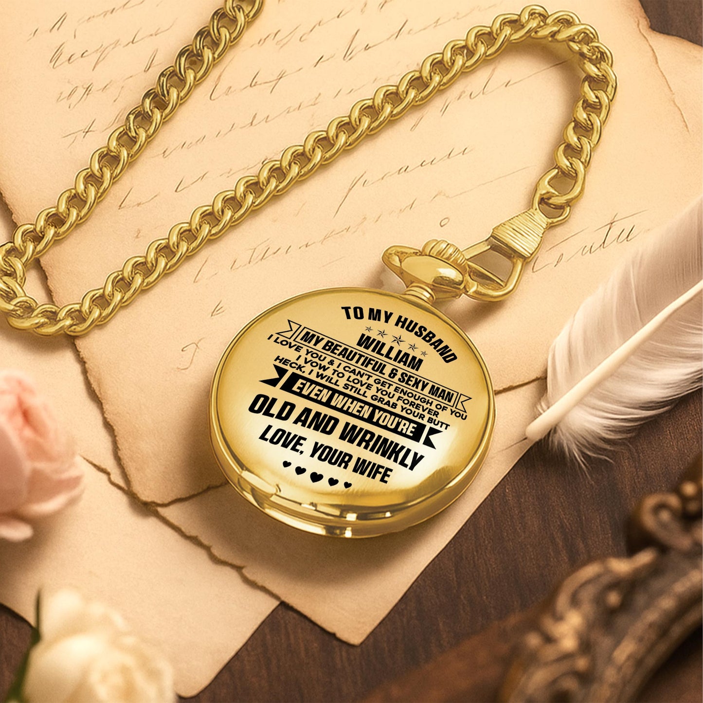 To My Husband, My Beautiful & Sexy Man Pocket Watch