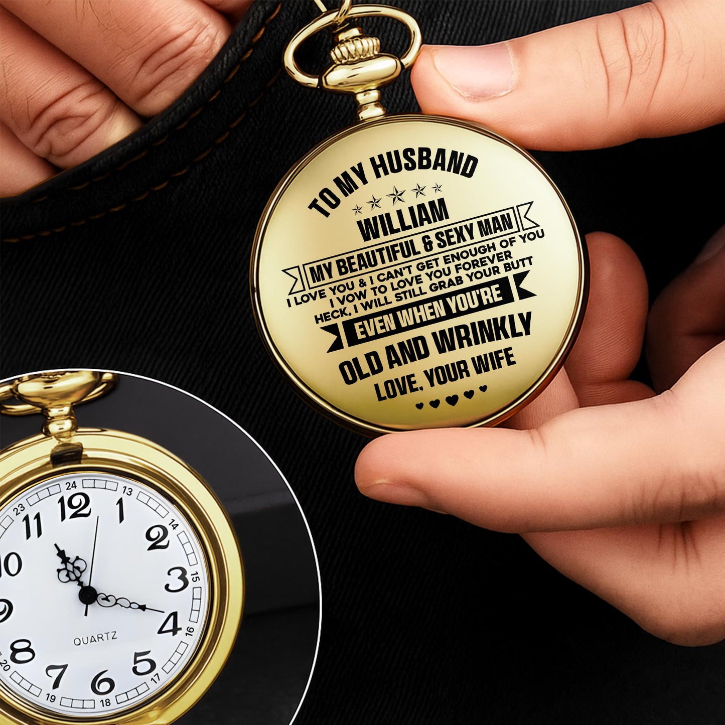 To My Husband, My Beautiful & Sexy Man Pocket Watch