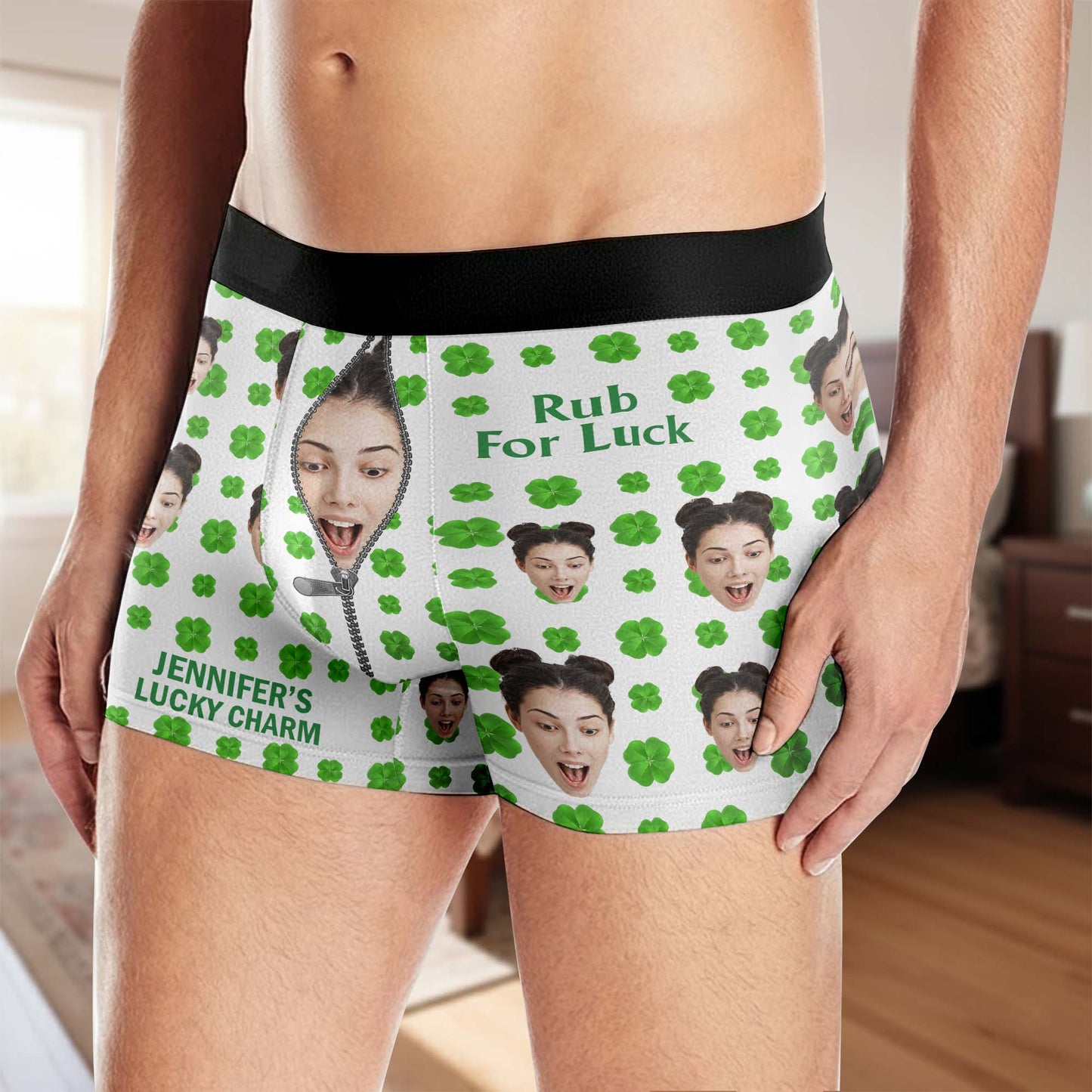 Rub For Luck Lucky Charm Clover And Zipper Face Photo