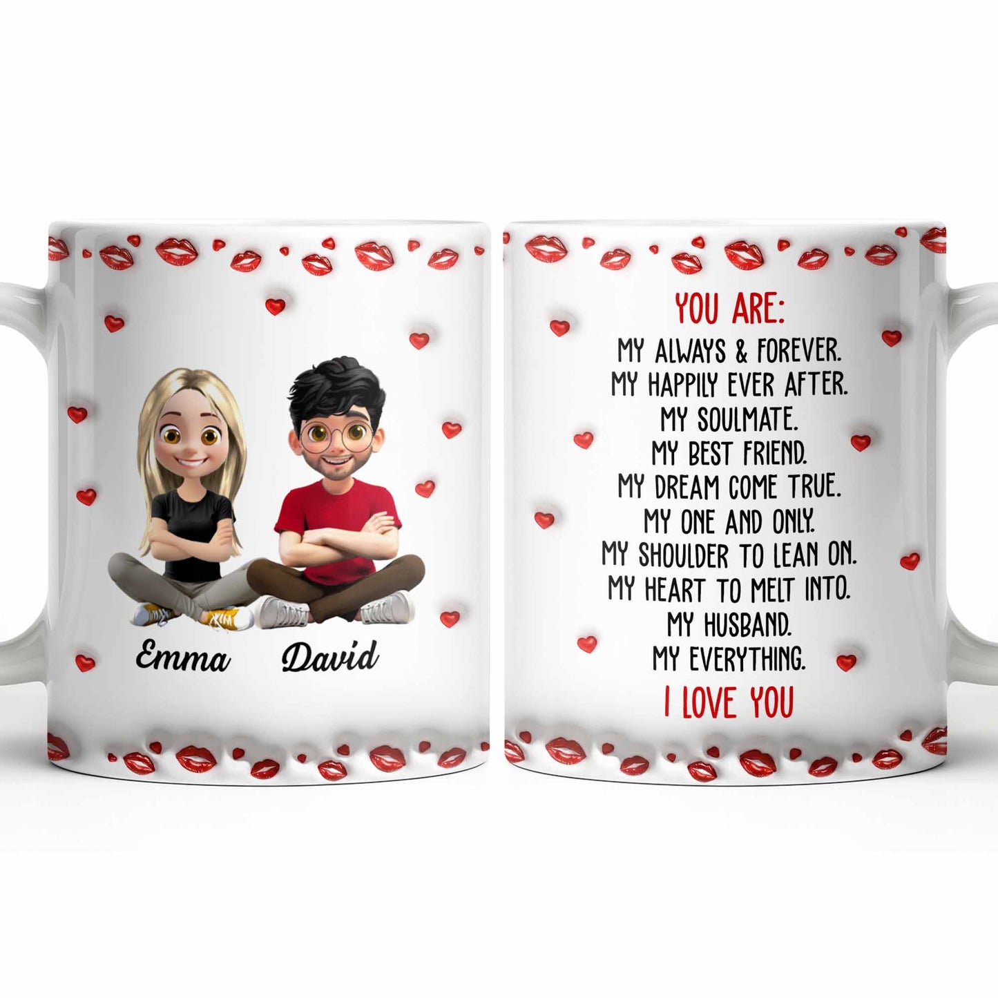 Charming Character Illustrations With Hearts - Personalized Custom Coffee Mug - HSB083_MG