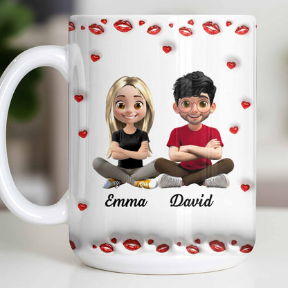 Charming Character Illustrations With Hearts - Personalized Custom Coffee Mug - HSB083_MG