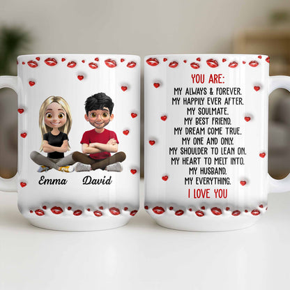 Charming Character Illustrations With Hearts - Personalized Custom Coffee Mug - HSB083_MG
