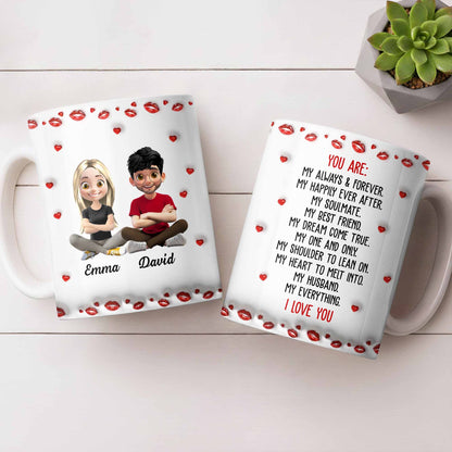 Charming Character Illustrations With Hearts - Personalized Custom Coffee Mug - HSB083_MG