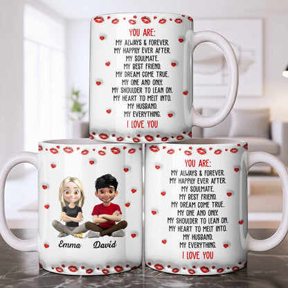 Charming Character Illustrations With Hearts - Personalized Custom Coffee Mug - HSB083_MG