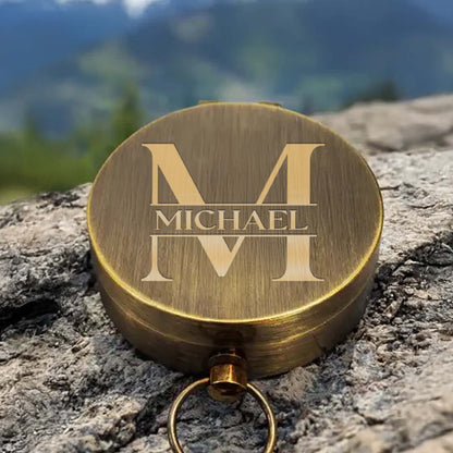 To My Husband Never Forget I Love You Heart And Swirl Engraving - Personalized Engraved Brass Compass - HSB087_ECPASS