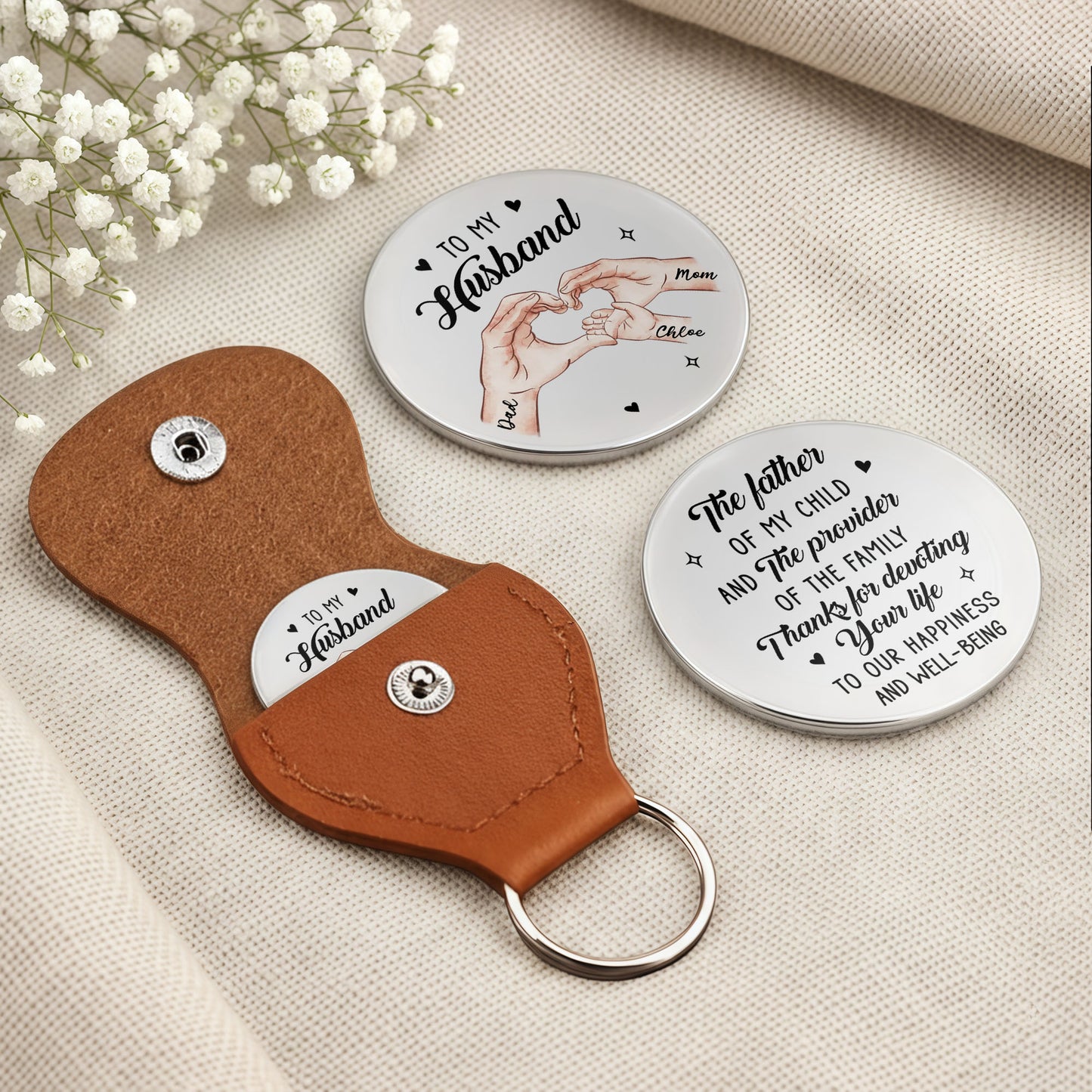 To My Husband The Father Of My Child Holding Hands - Personalized Custom Pocket Hug - HSB106_HTOK