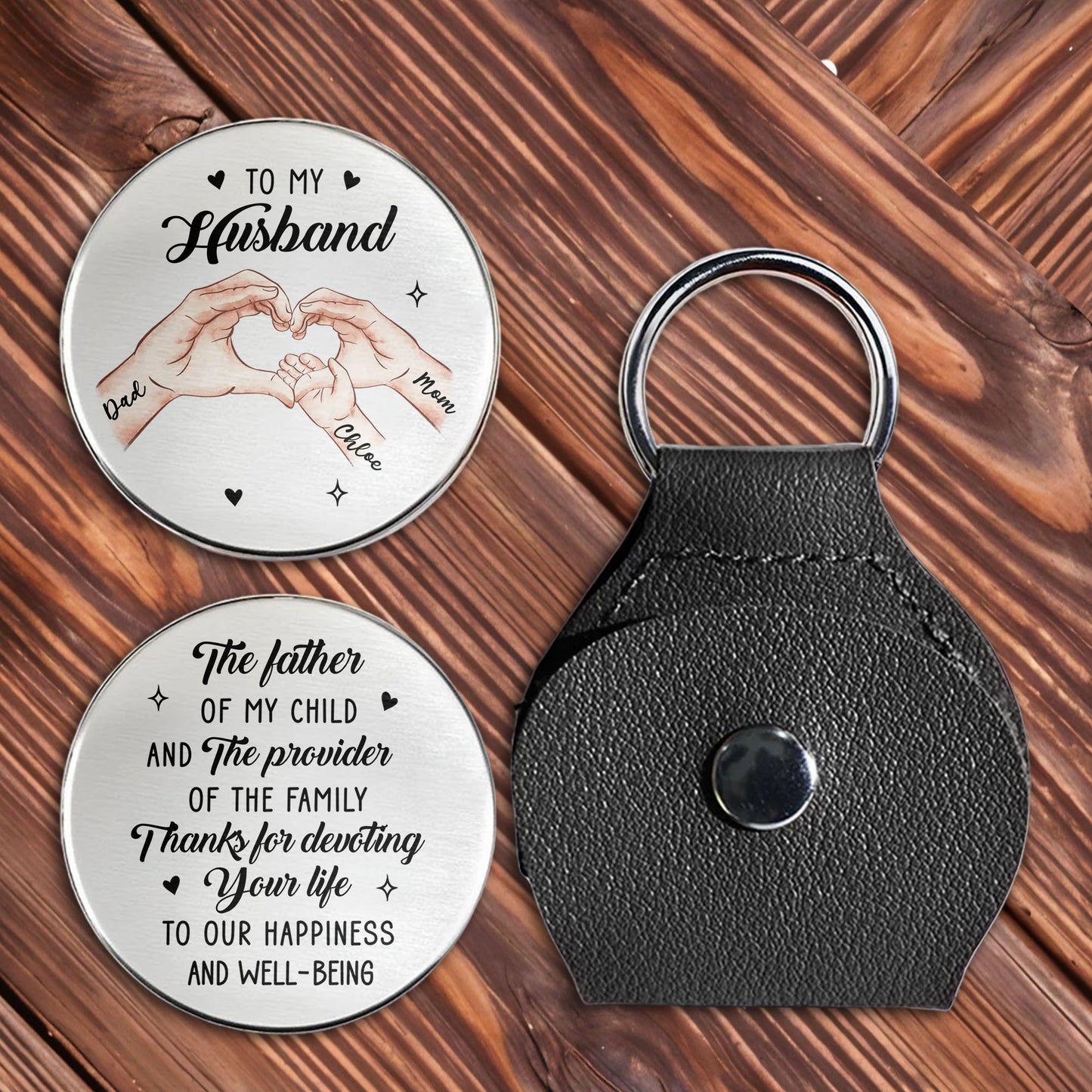To My Husband The Father Of My Child Holding Hands - Personalized Custom Pocket Hug - HSB106_HTOK