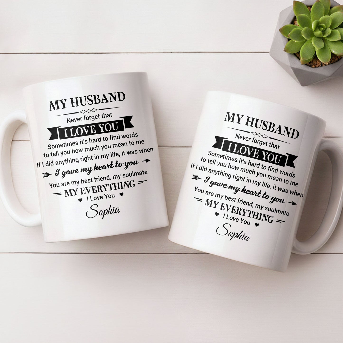 My Husband Never Forget That I Love You Heart Soulmate - Personalized Custom Coffee Mug - HSB108_MG