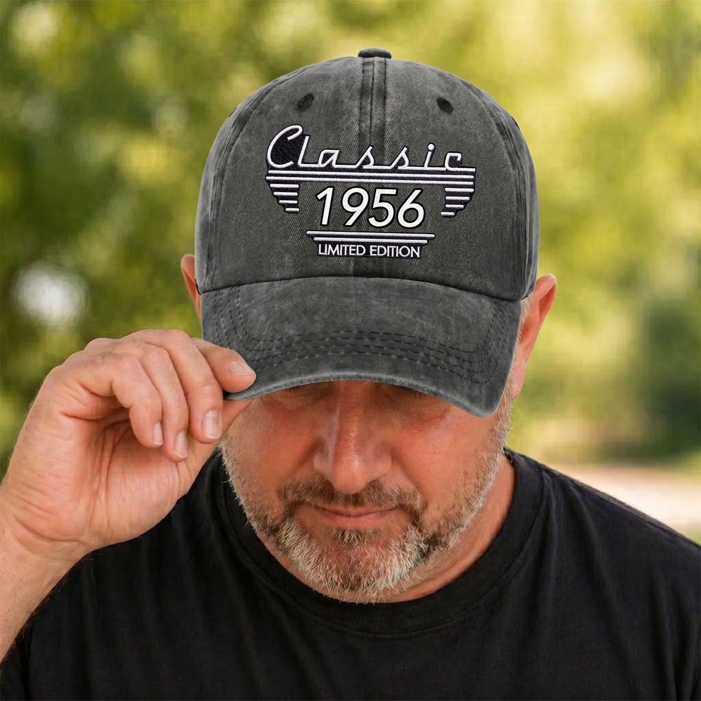 Classic Limited Edition Retro Typography Design - Personalized Custom Washed Denim Cap - HSB110_WDCAP