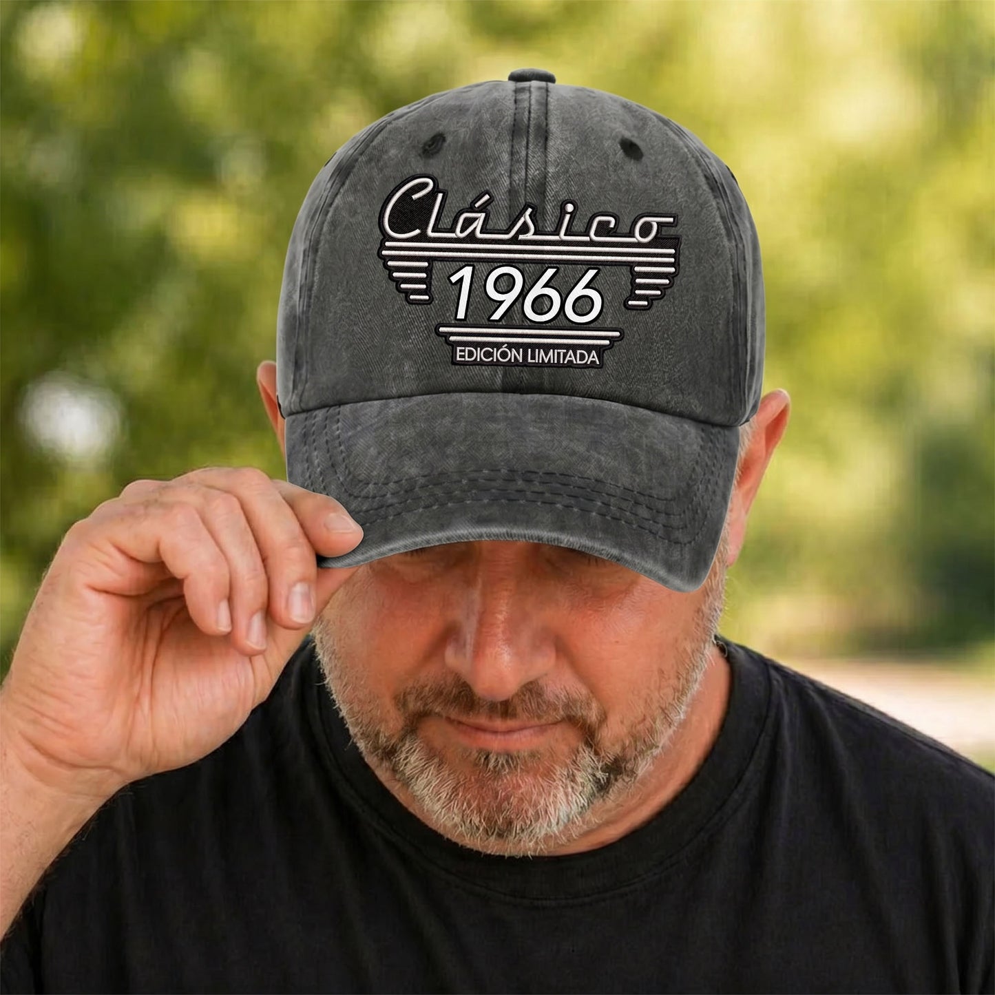 Clásico Edición Limitada Retro Style Typography - Personalized Custom Washed Denim Cap - HSB112_WDCAP