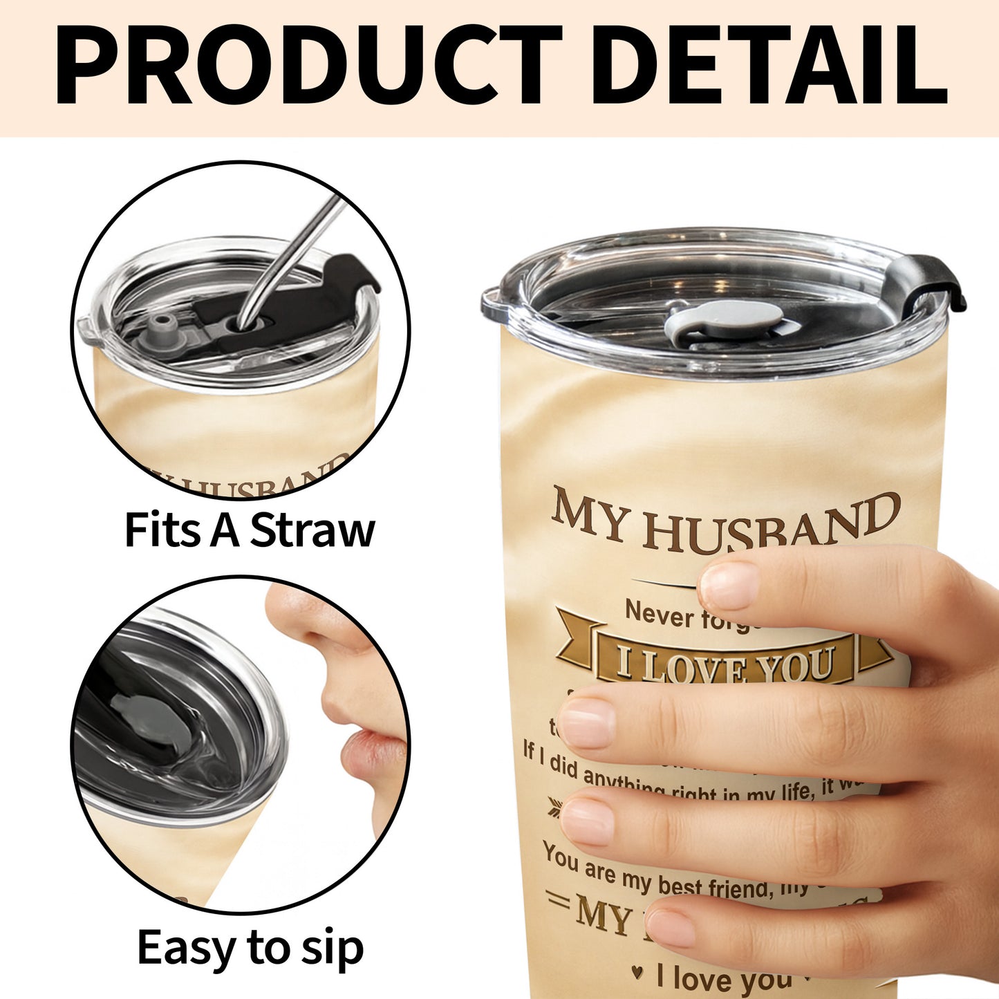 My Husband Never Forget That I Love You Holding Hands - Personalized Custom Stainless Steel Tumbler 20oz - HSB122_USTUM