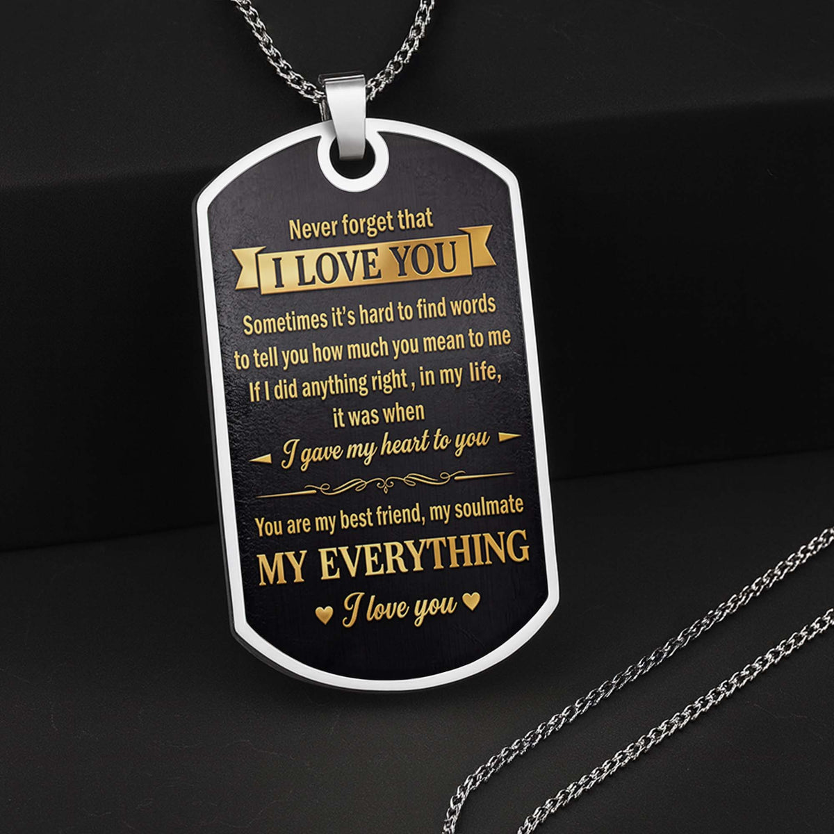 To My Husband Gold Scroll Initial Name - Personalized Custom Dog Tag Necklace - HSB124_DTNECK