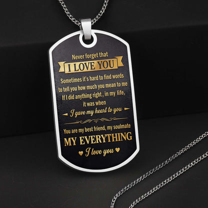 To My Husband Gold Scroll Initial Name - Personalized Custom Dog Tag Necklace - HSB124_DTNECK