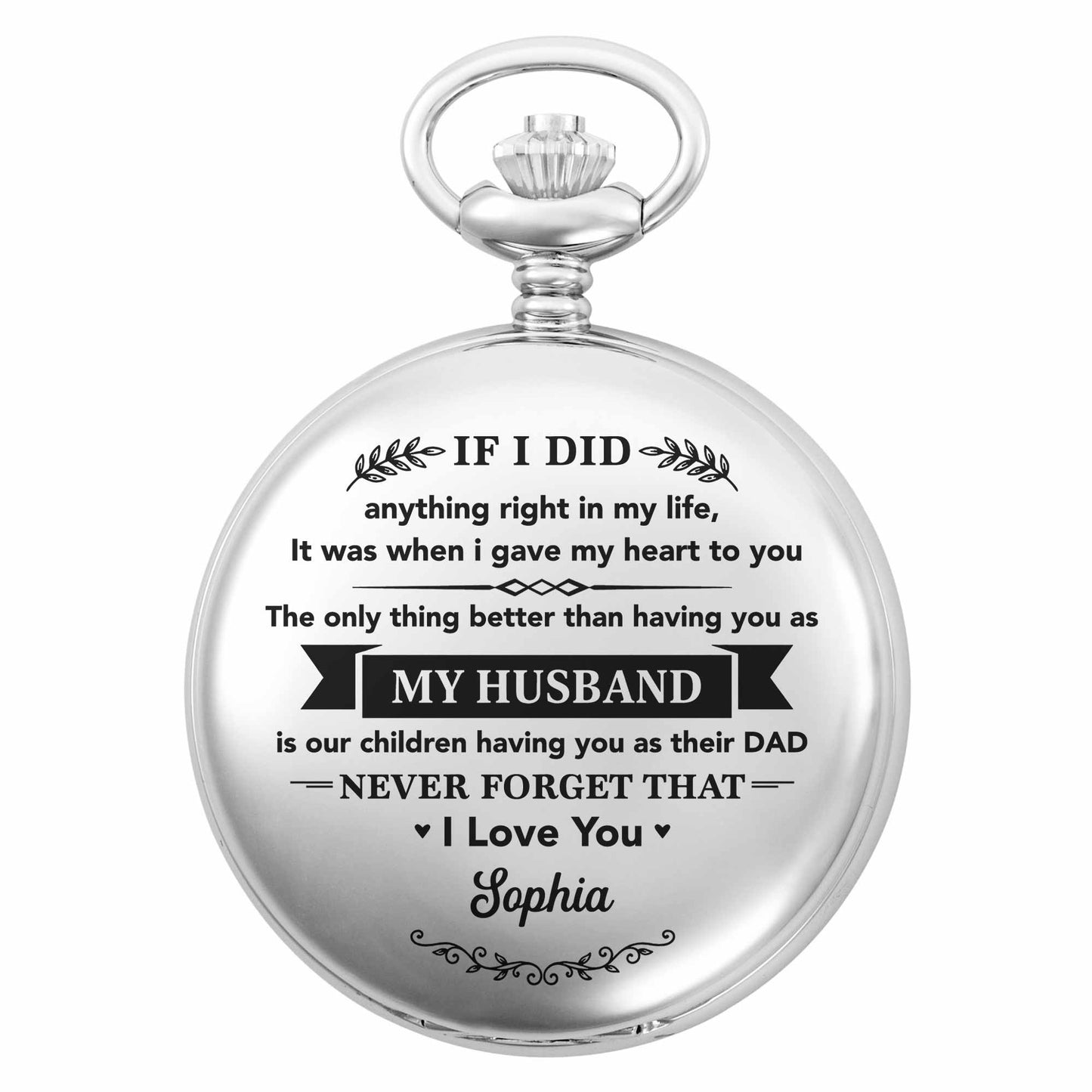 If I Did Anything Right My Husband Son Heart Design - Personalized Silver Plated Pocket Watch - HSB131_SWATCH