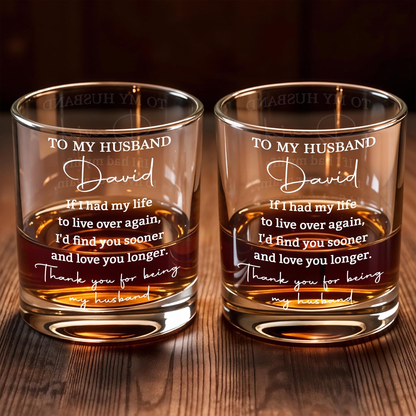 To My Husband If I Had My Life Text Whiskey Glass - Personalized Custom Whiskey Glass - HSB152_RWG