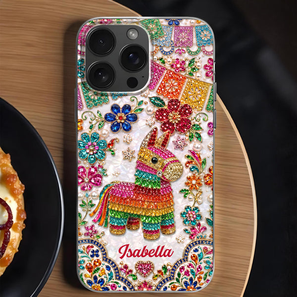 Celebrate Life With Vibrant Colors Piñata And Floral Rhinestones - Personalized Clear Phone Case - HSP064_PHC