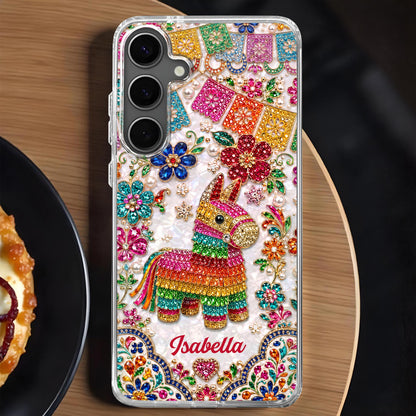 Celebrate Life With Vibrant Colors Piñata And Floral Rhinestones - Personalized Clear Phone Case - HSP064_PHC