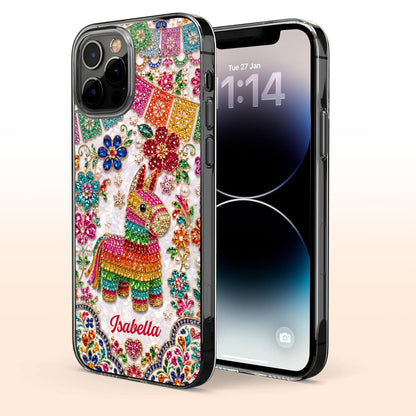 Celebrate Life With Vibrant Colors Piñata And Floral Rhinestones - Personalized Clear Phone Case - HSP064_PHC