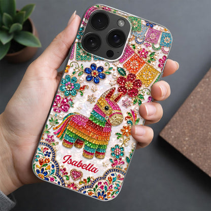 Celebrate Life With Vibrant Colors Piñata And Floral Rhinestones - Personalized Clear Phone Case - HSP064_PHC