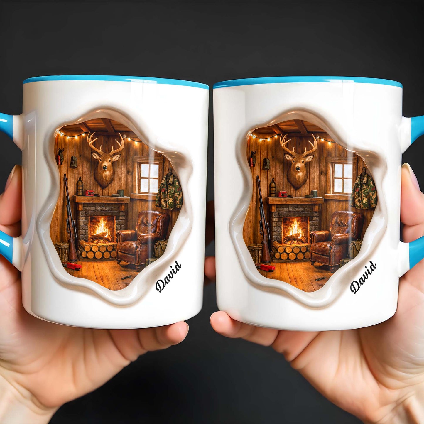 Cozy Cabin Retreat, Fireplace And Deer Head Design