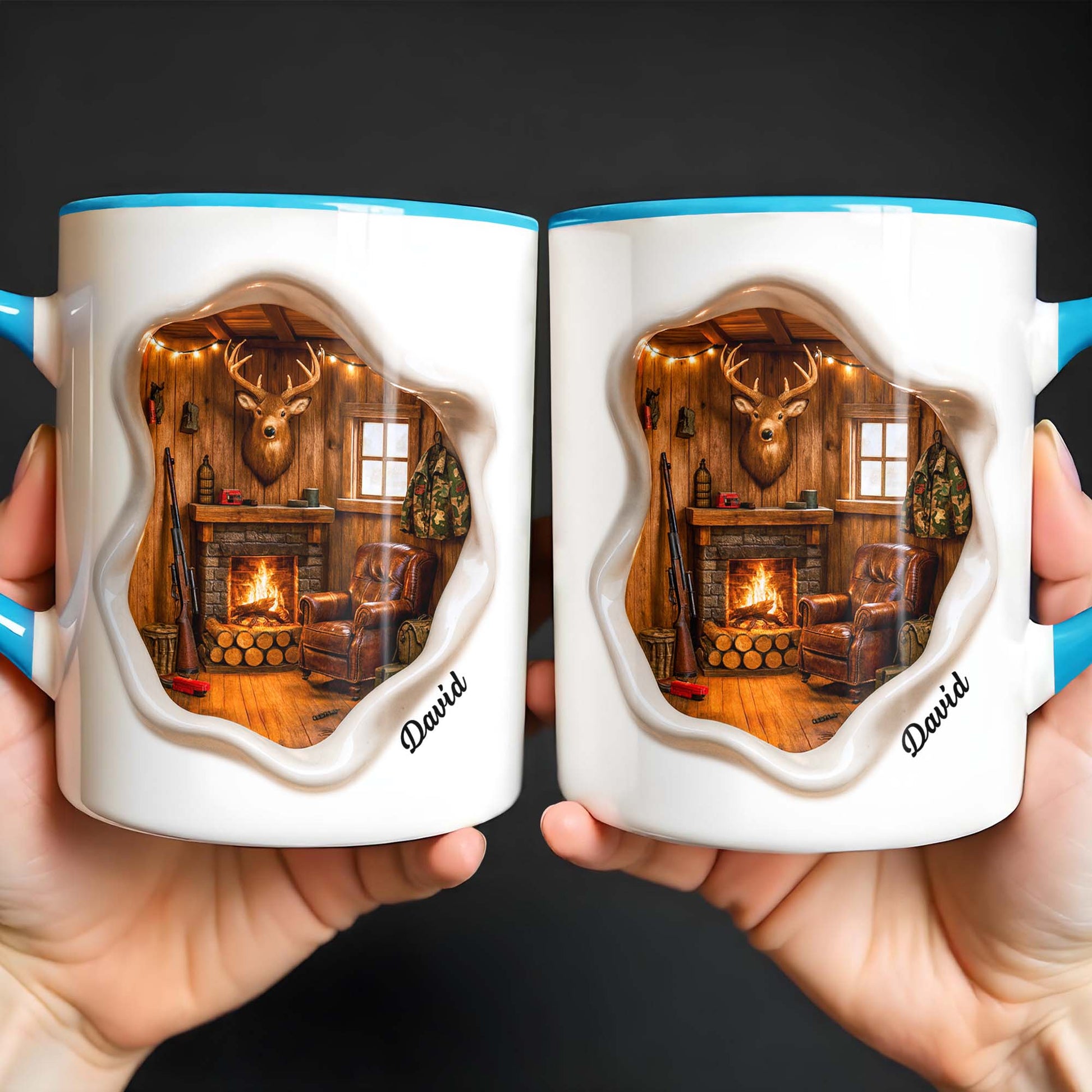 Cozy Cabin Retreat, Fireplace And Deer Head Design