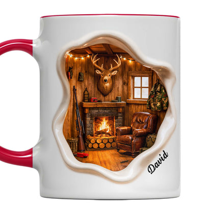 Cozy Cabin Retreat, Fireplace And Deer Head Design