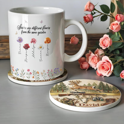 The Thrill Of The Hunt Deer Hunting Scenes And Hunter Gear - Personalized Custom Ceramic Coaster - HTG006_ROCO