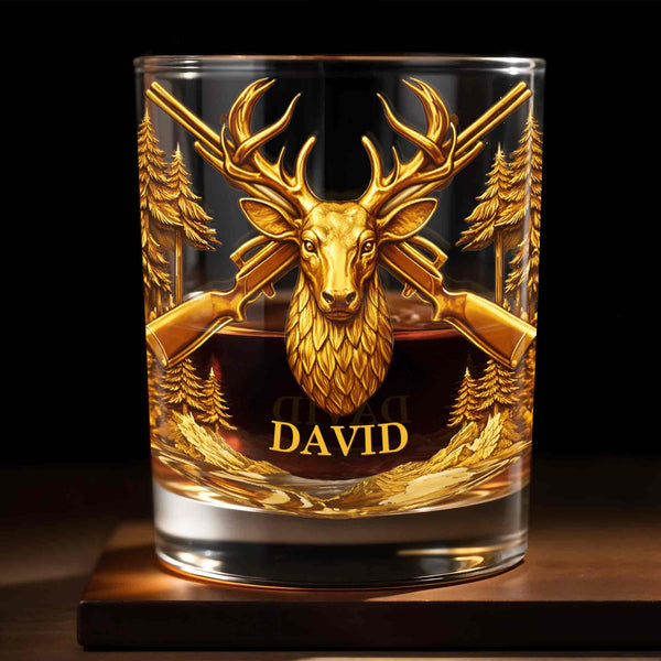 A Hunter's Spirit, Wild And Free Deer Head With Rifles And Trees