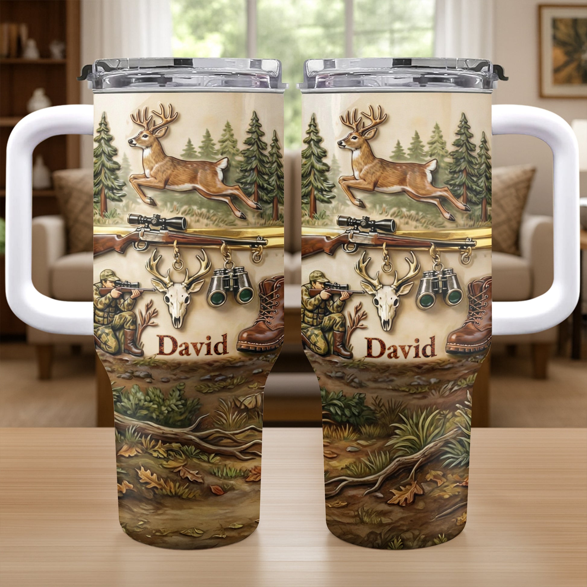 Born To Hunt Deer And Rifle Wilderness Scene