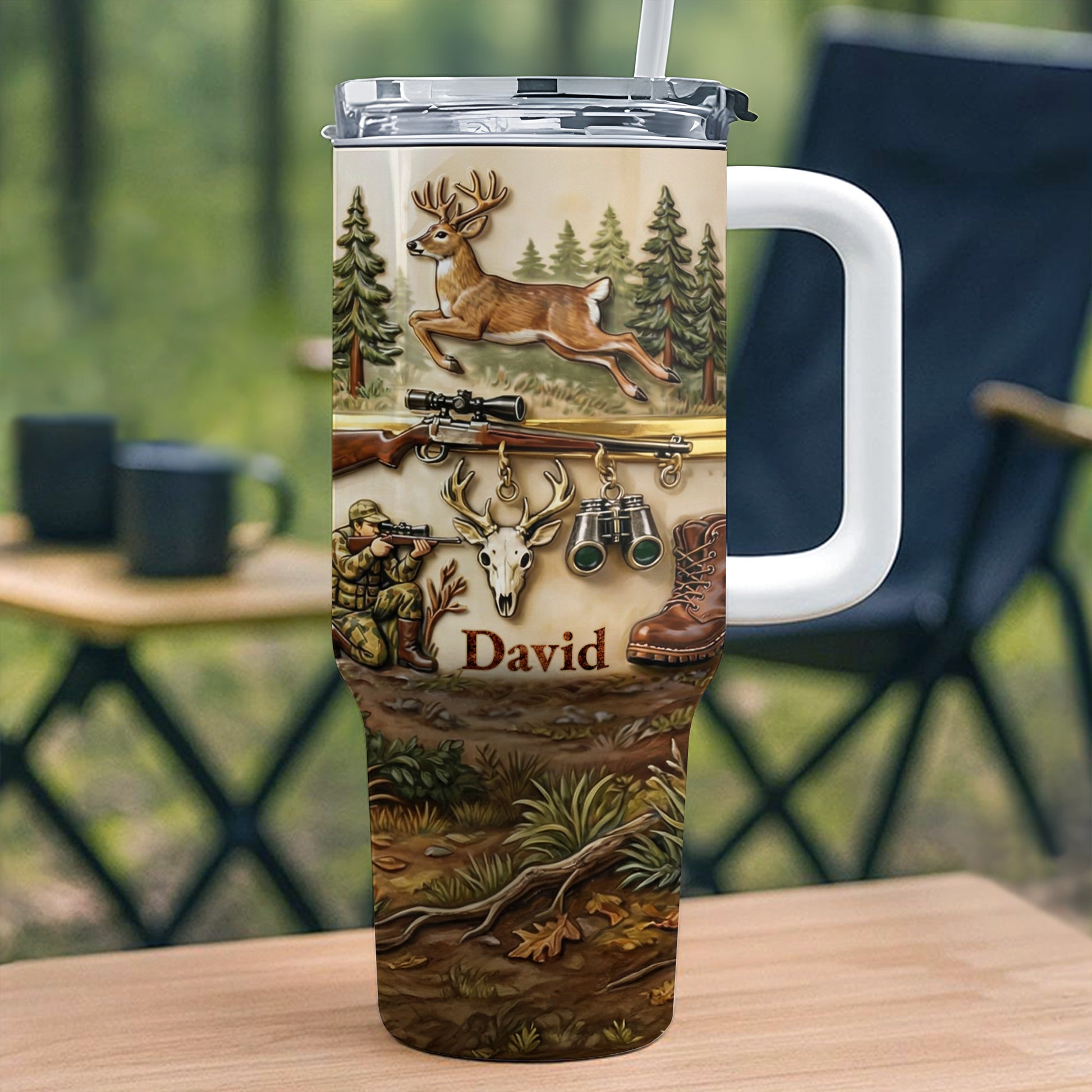 Born To Hunt Deer And Rifle Wilderness Scene