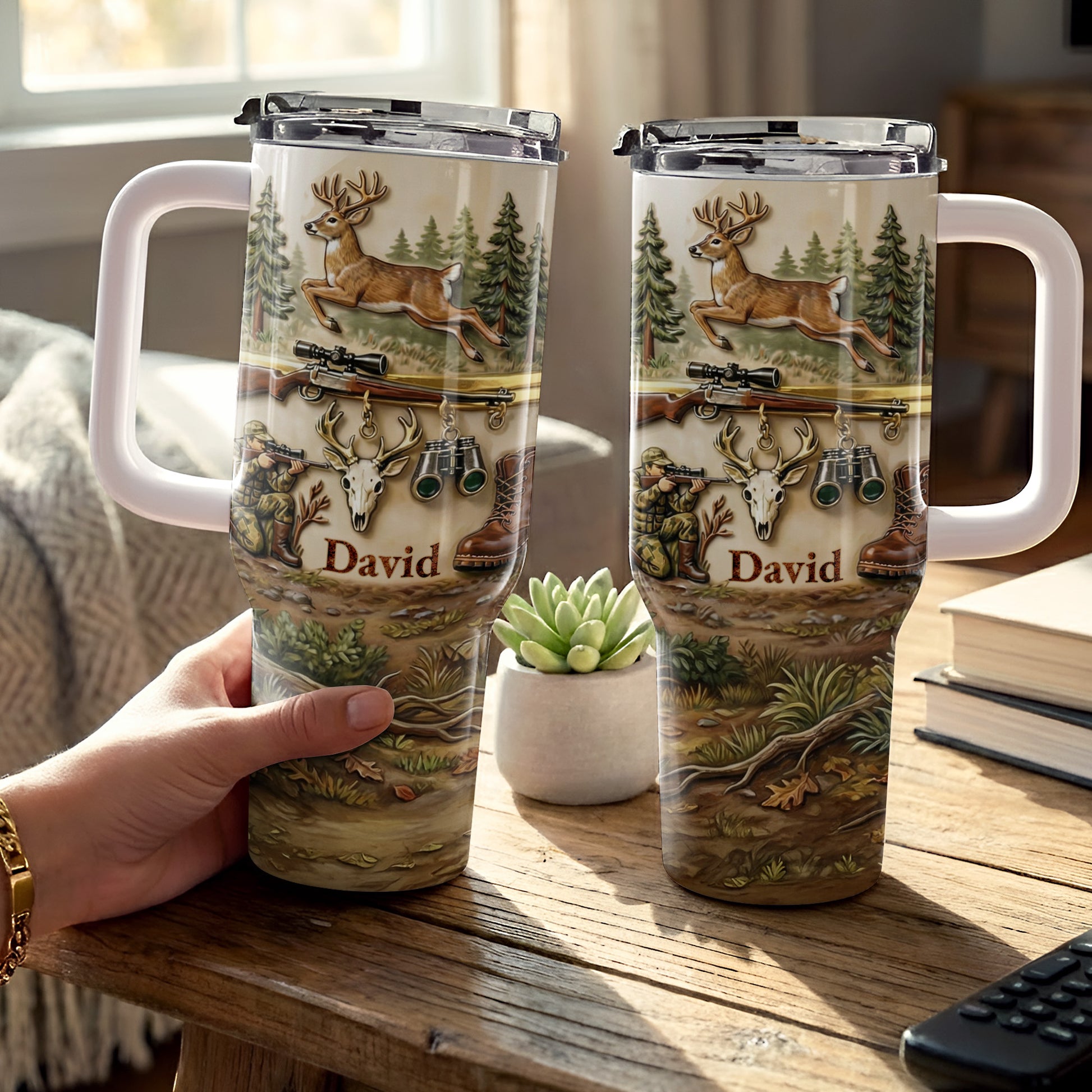 Born To Hunt Deer And Rifle Wilderness Scene