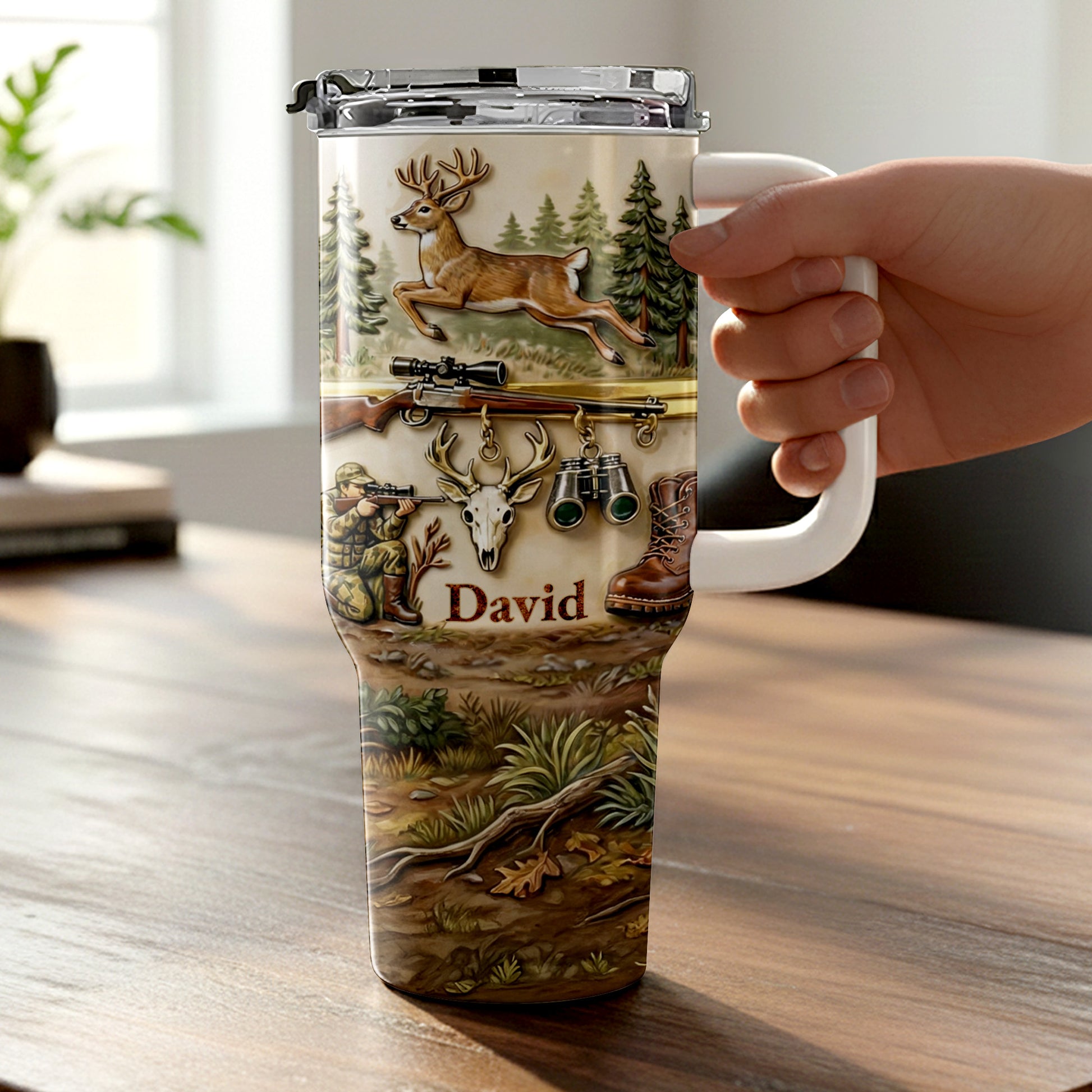 Born To Hunt Deer And Rifle Wilderness Scene