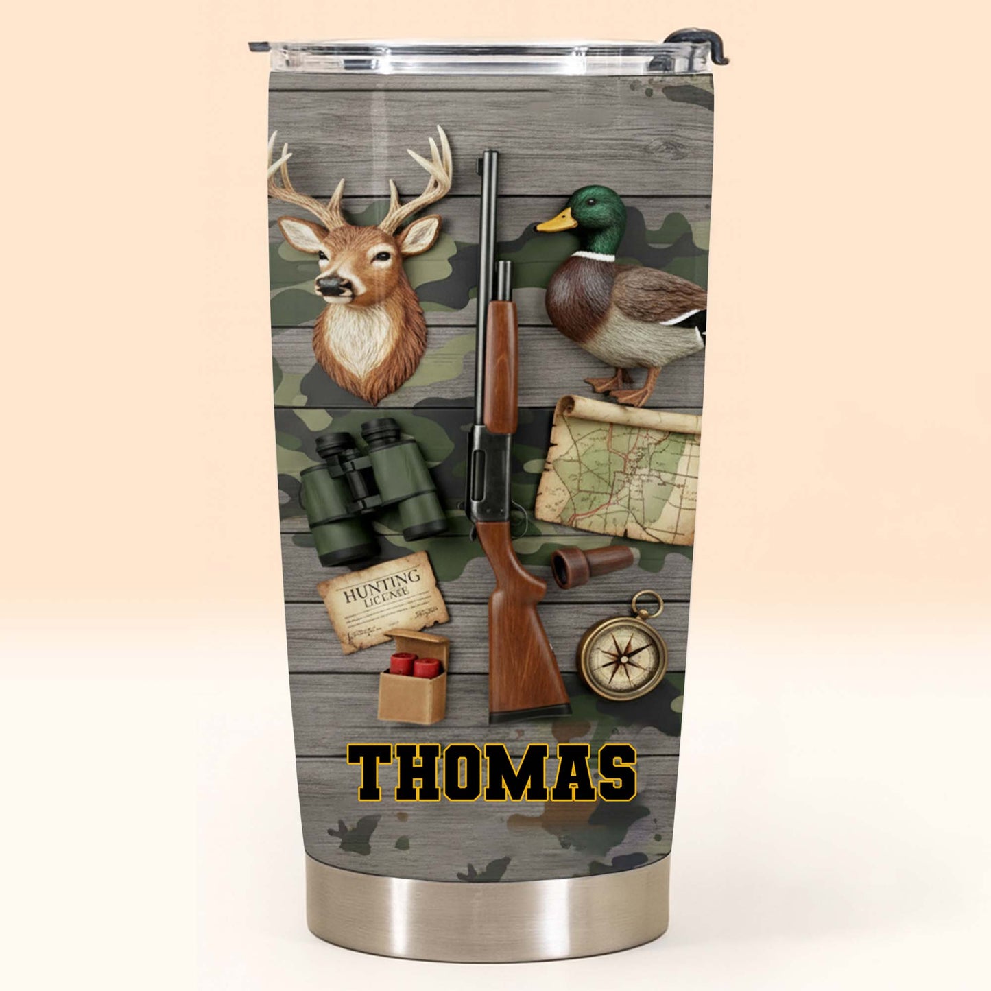 Hunting License Gear And Trophies With Deer And Duck
