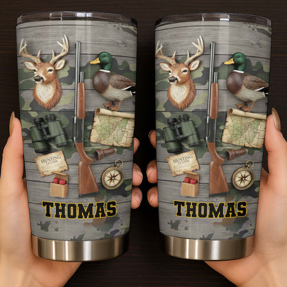 Hunting License Gear And Trophies With Deer And Duck